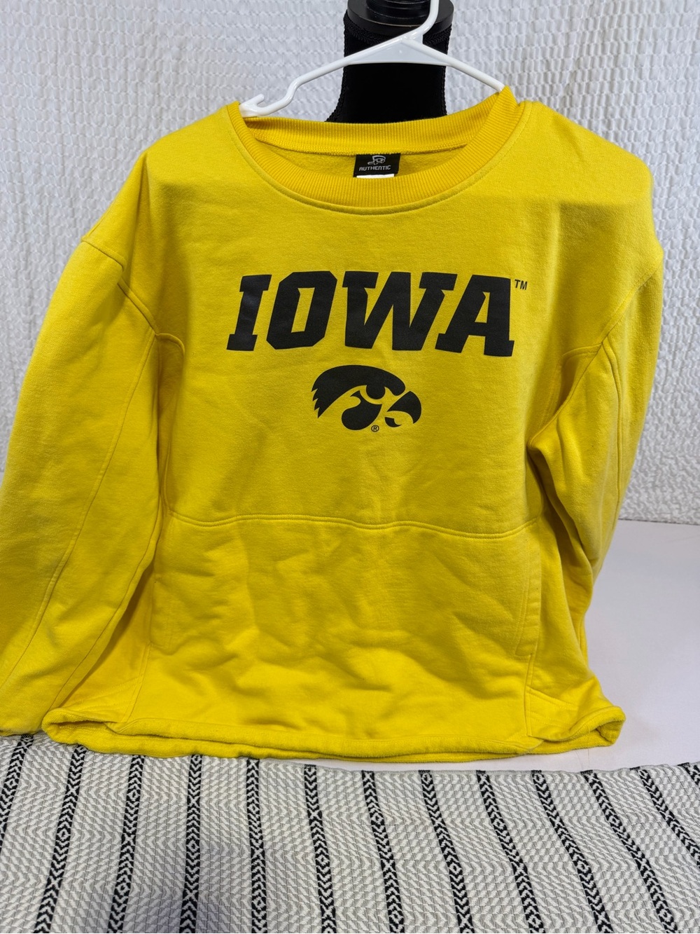 Authentic Original Vintage Style Yellow Iowa Crewneck Sweatshirt with Black Logo